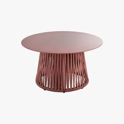 Maisons du Monde Round Terracotta Metal and Tempered Glass Garden Coffee Table Amalfi