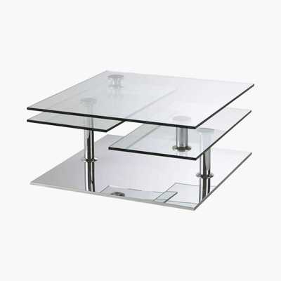 Maisons du Monde Steel and Glass Coffee Table with 4 Surfaces Fudji