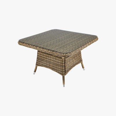 Maisons du Monde 4-seater square garden coffee table in tempered glass and resin wicker St Raphaël