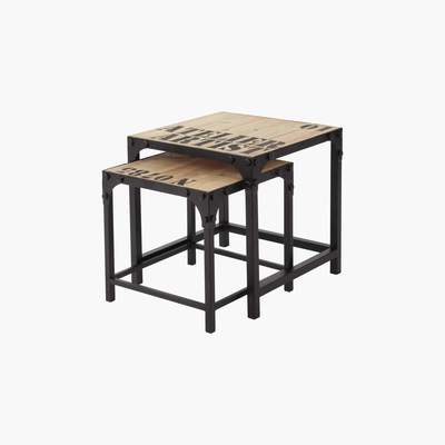 Maisons du Monde 2 Metal and Fir Industrial Coffee Tables Docks