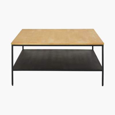 Maisons du Monde Black Metal and Solid Mango Wood Coffee Table with Two Surfaces Wayampi