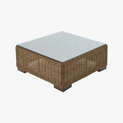 Maisons du Monde Wicker and tempered glass garden coffee table W 77cm Fidji