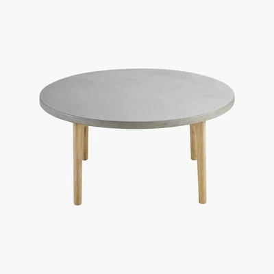 Maisons du Monde Round Solid Acacia and Concrete Garden Coffee Table Wes