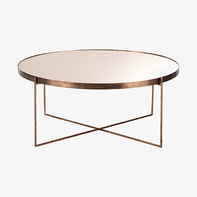 Maisons du Monde Copper-Plated Metal Mirror Round Coffee Table