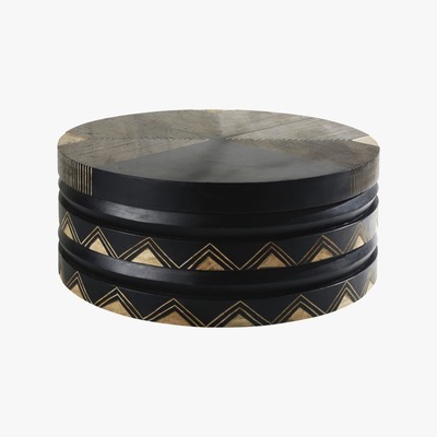 Maisons du Monde Round Two Tone Carved Mango Wood Coffee Table Aissa