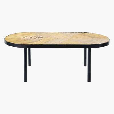 Maisons du Monde Rattan and Black Metal Coffee Table Manari