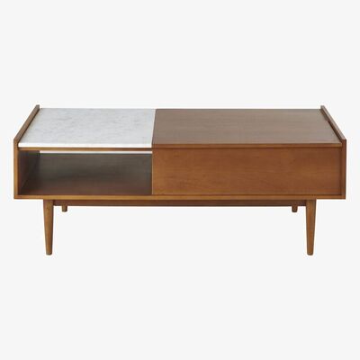 Maisons du Monde Lift top coffee table in solid mango wood and white marble