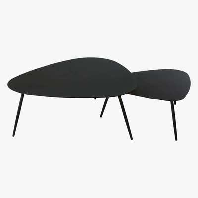 Maisons du Monde Matte Black Metal Garden Nesting Tables Humpa
