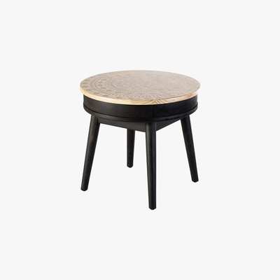 Maisons du Monde Round Coffee Table with Black Graphic Print Mayana