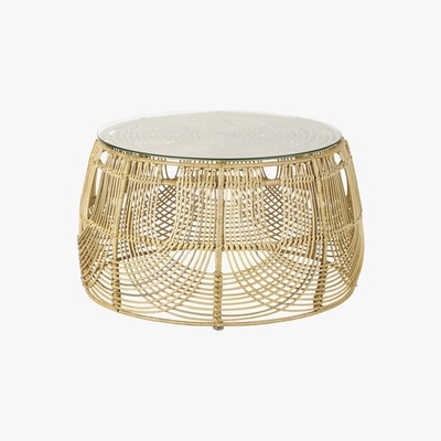 Maisons du Monde Round Rattan and Glass Coffee Table Manoha