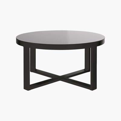 Maisons du Monde Aluminium and Black Tempered Glass Round Garden Coffee Table Thetis