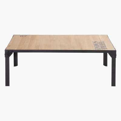 Maisons du Monde Black Metal and Solid Fir Coffee Table Docks