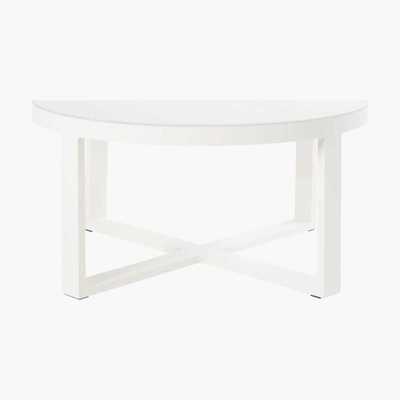 Maisons du Monde Round White Metal and Glass Garden Coffee Table Thetis