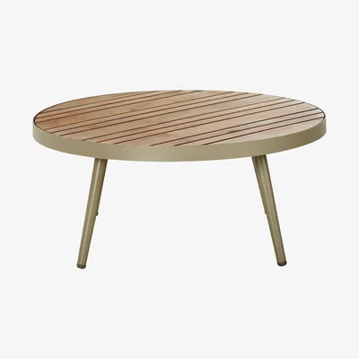 Maisons du Monde Professional Khaki Metal and Solid Acacia Coffee Table