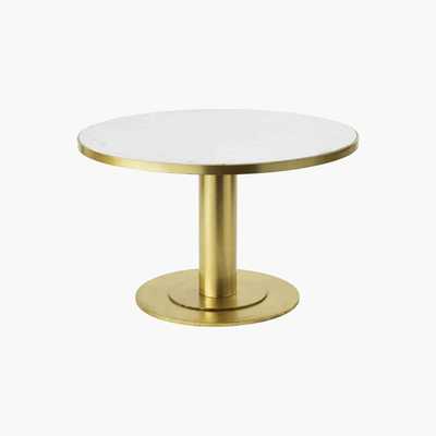 Maisons du Monde Round White Marble and Brass Metal Coffee Table Louxor