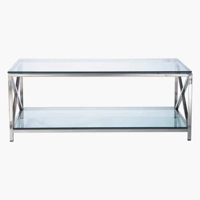 Maisons du Monde Glass and metal coffee table W 110cm Helsinki