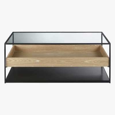 Maisons du Monde Black Metal and Tempered Glass Coffee Table Raven