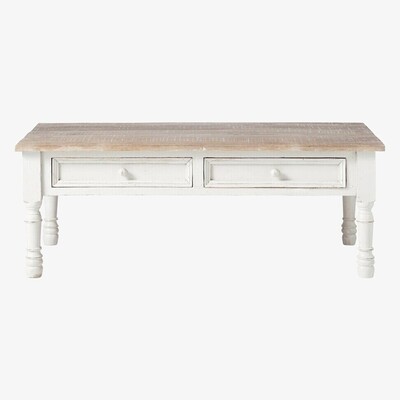 Maisons du Monde Solid mango wood coffee table in whitewash