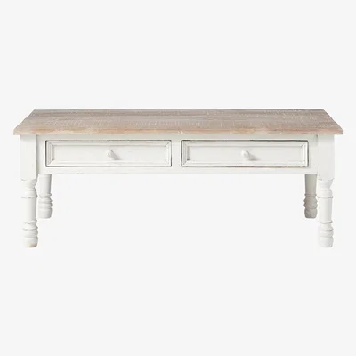 Maisons du Monde Solid mango wood coffee table in whitewash