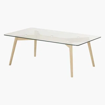 Maisons du Monde Glass and Oak Coffee Table Mirage