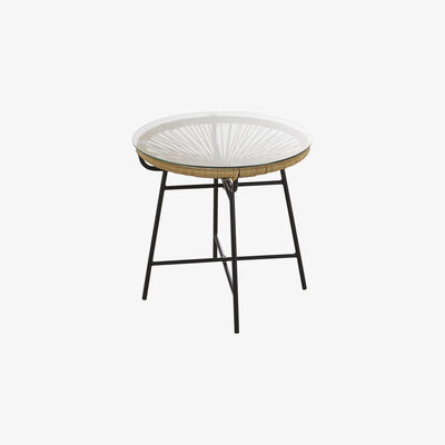 Maisons du Monde Garden coffee table in rattan-style resin and glass