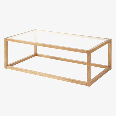 Maisons du Monde Glass and Solid Oak Coffee Table