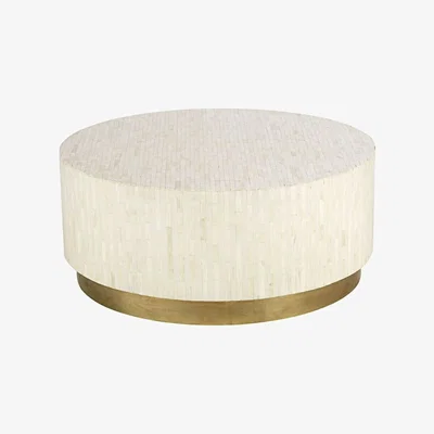 Maisons du Monde Round coffee table in white and gold