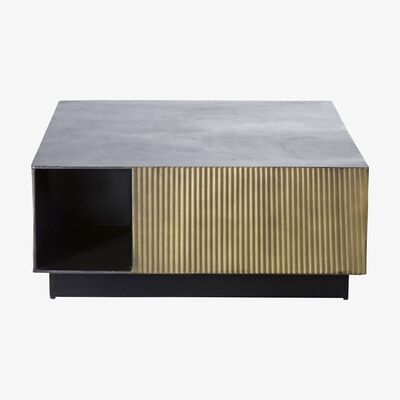 Maisons du Monde Black and Brass Corrugated Metal Coffee Table