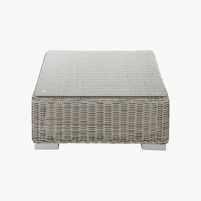 Maisons du Monde Tempered glass and resin wicker garden coffee table in grey W 77cm Cape Town