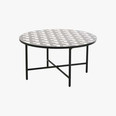 Maisons du Monde Round White and Grey Ceramic Garden Coffee Table Madagascar