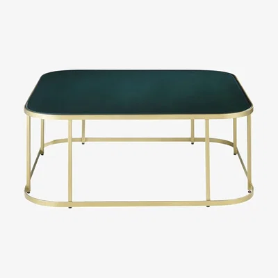 Maisons du Monde Green Tempered Glass Coffee Table