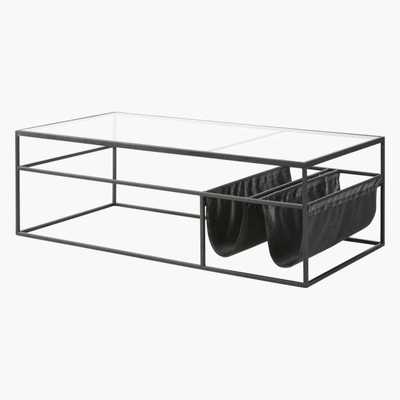 Maisons du Monde Black Metal and Glass Coffee Table Newspaper