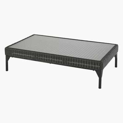 Maisons du Monde Black Resin Wicker and Glass Garden Coffee Table Hyères