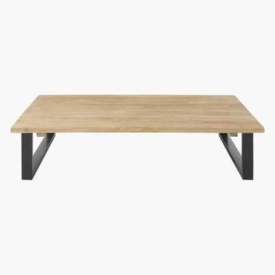Maisons du Monde Black Metal and Recycled Solid Teak Garden Coffee Table Agana