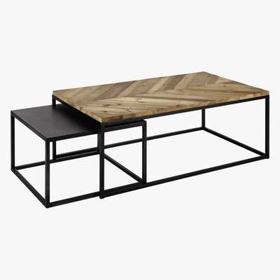Maisons du Monde Metal and recycled wood nested tables Chevron