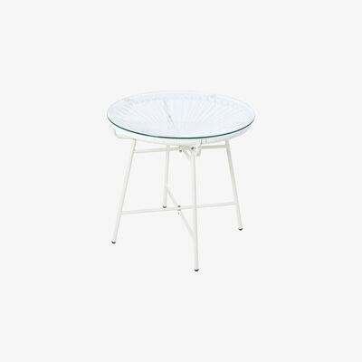 Maisons du Monde White Resin and Glass Garden Coffee Table