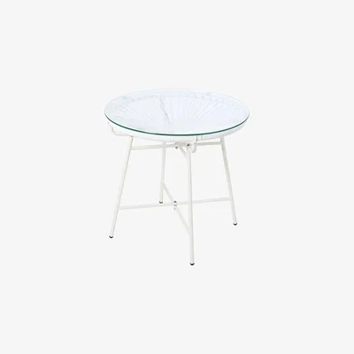 Maisons du Monde White Resin and Glass Garden Coffee Table