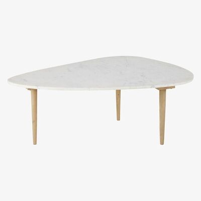 Maisons du Monde Ovoid coffee table in white marble and solid mango wood