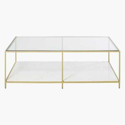 Maisons du Monde Polished White Marble and Tempered Glass Coffee Table Janaé