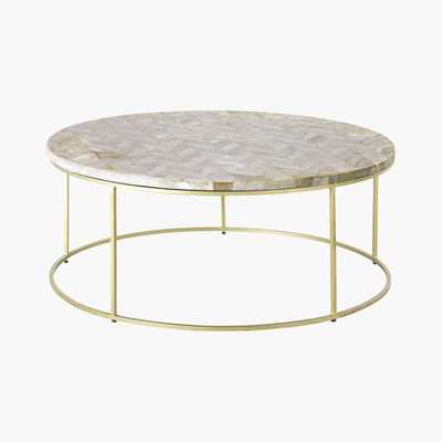 Maisons du Monde Stone Coffee Table with Chevron Print Preciosa