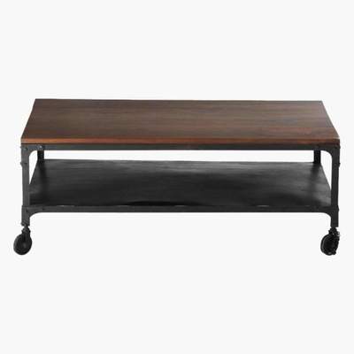 Maisons du Monde Solid Sheesham and Metal Coffee Table on Castors W 110cm Industry