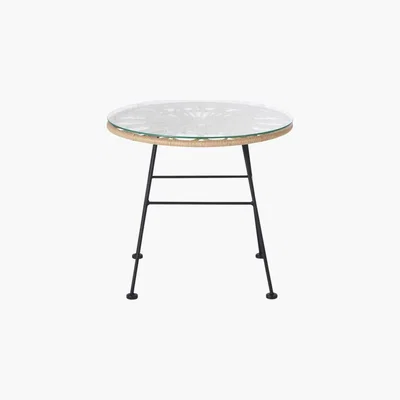 Maisons du Monde Resin Faux Rattan and Black Metal Garden Coffee Table Agatha