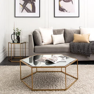 My Furniture Alveare Brass  Coffee Table 