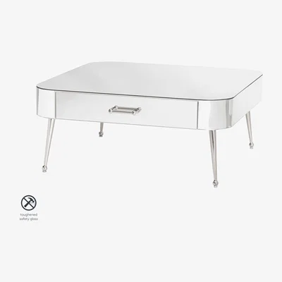 My Furniture Mason Mirrored Coffee Table – Shiny Silver Legs