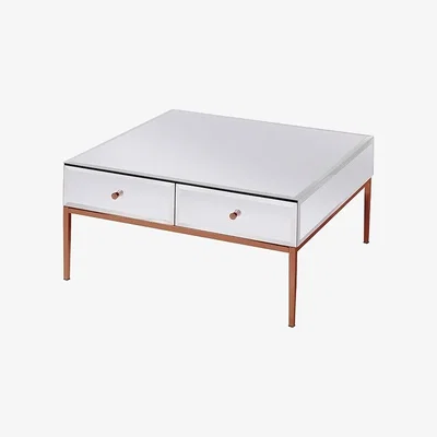 My Furniture Stiletto White Glass and Rose Gold Coffee Table