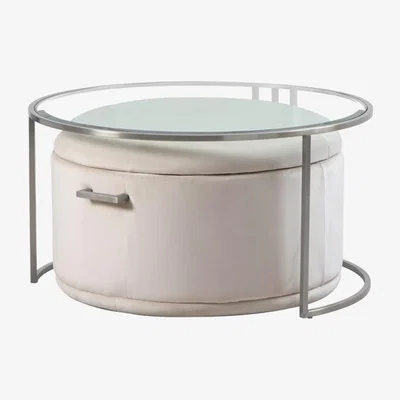 My Furniture Aria Silver Coffee Table and Storage Ottoman Chalk - Set