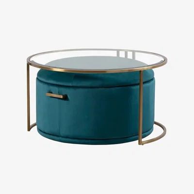 My Furniture Aria Coffee Table and Storage Ottoman Peacock - Set