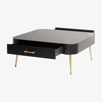 My Furniture Mason Black Glass Coffee Table – Brushed Gold Legs