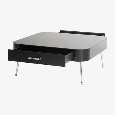 My Furniture Mason Black Glass Coffee Table – Shiny Silver Legs