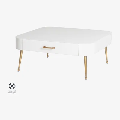 My Furniture Mason White Glass Coffee Table – Brushed Gold Legs